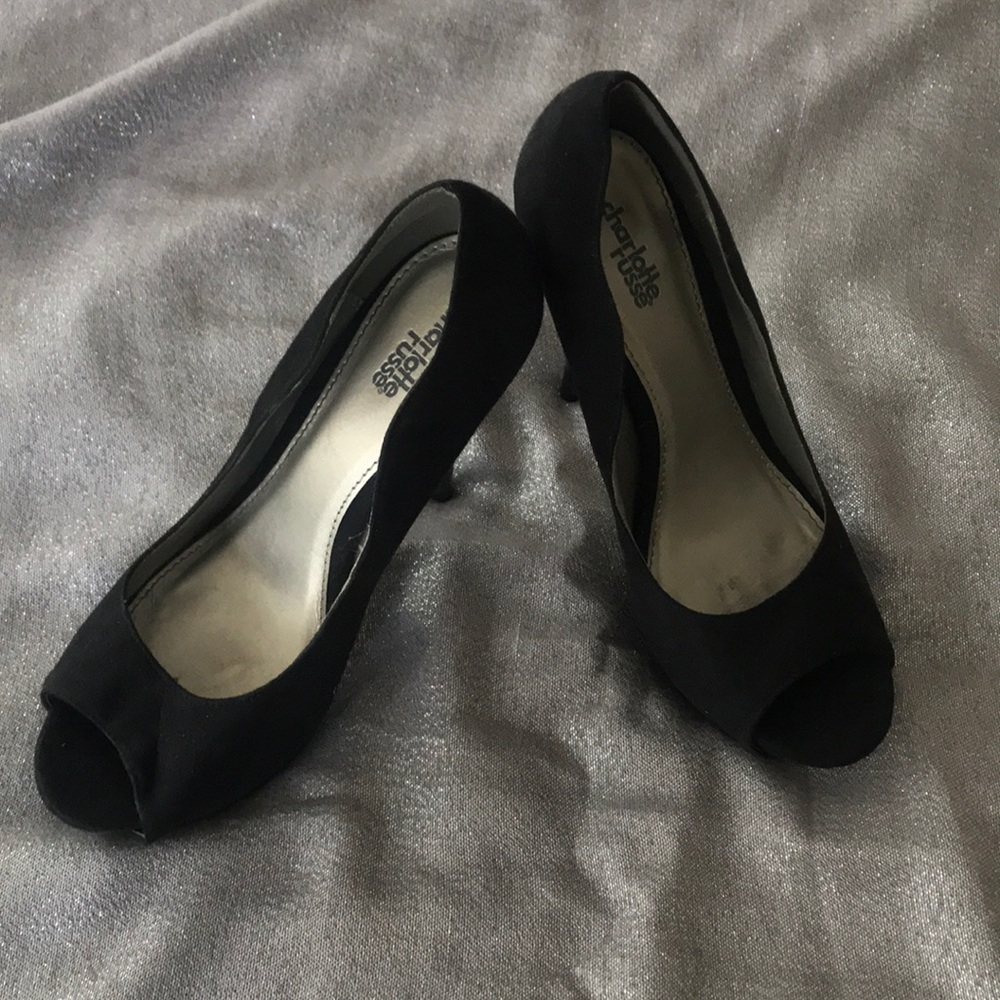Black suede heels